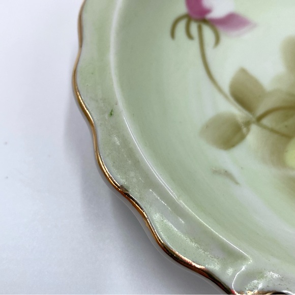 Vintage Lefton China Green Heritage Cabbage Rose 4577 Mini Pitcher And Basin - Picture 11 of 14